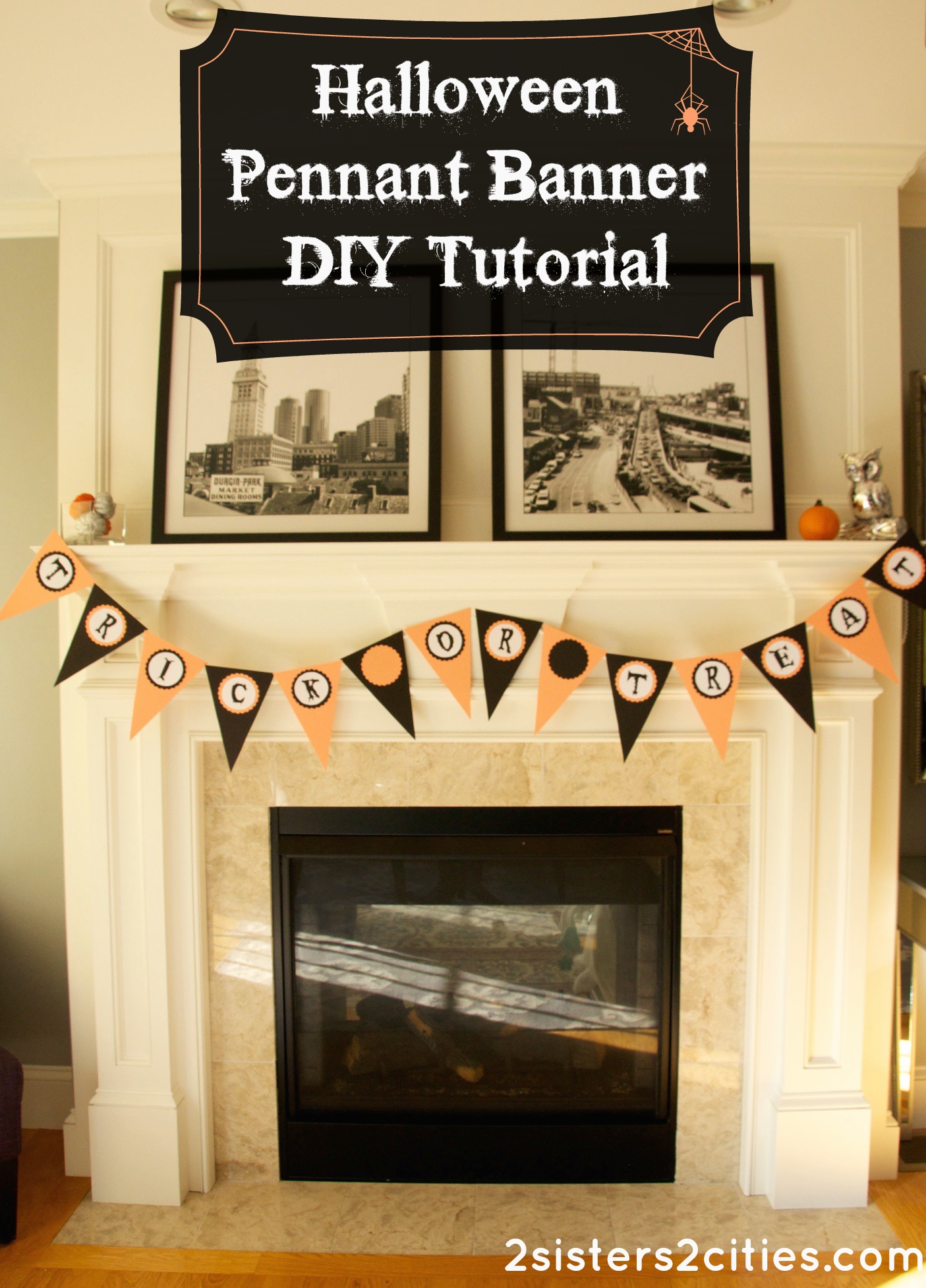 DIY Halloween Pennant Banner | 2 Sisters 2 Cities